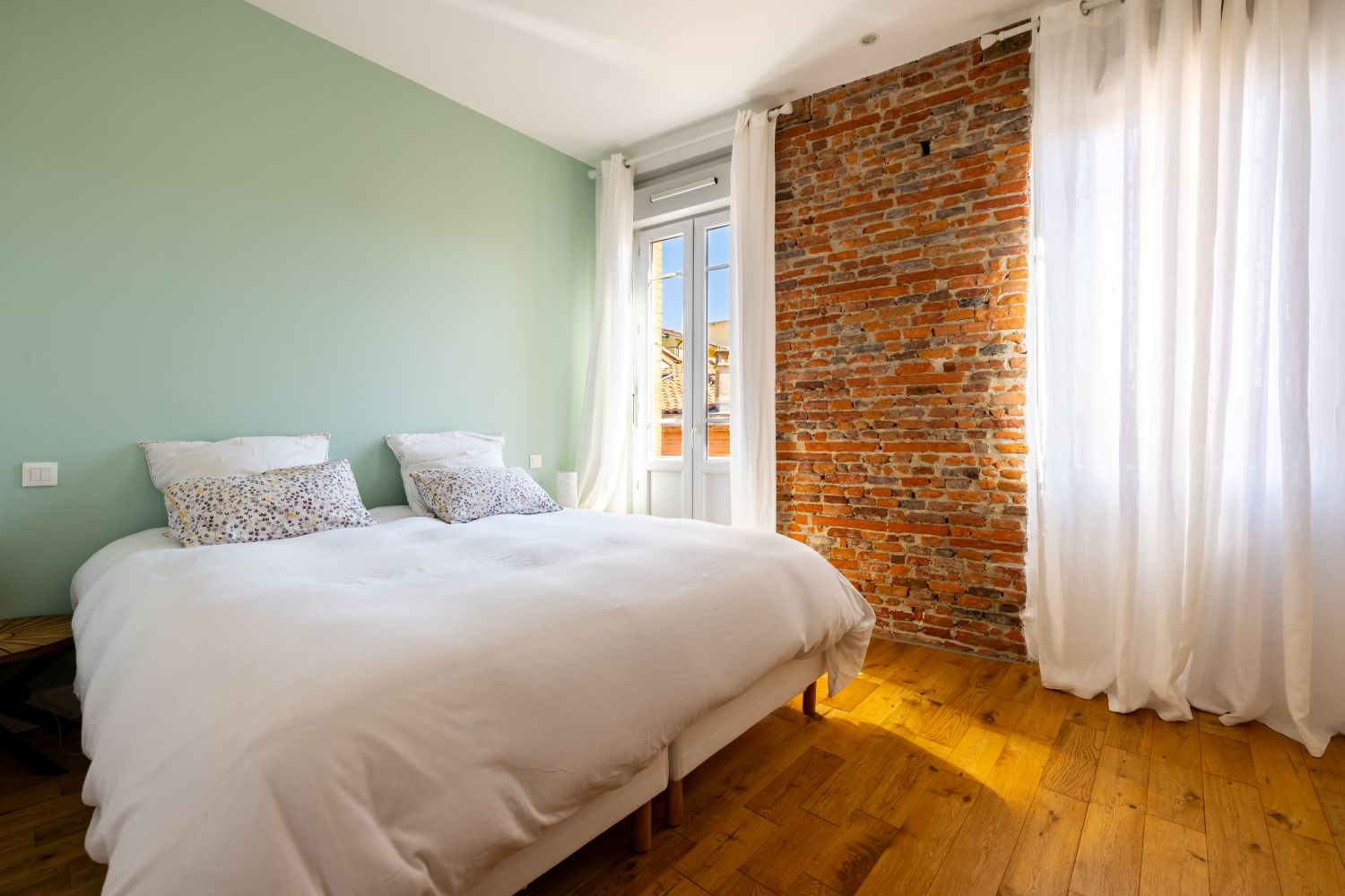 Chambre parentale briquette et verte